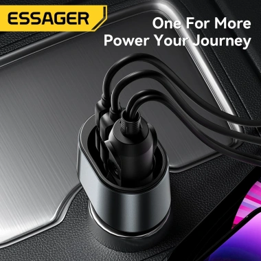Essager L 120W - Bật lửa thuốc lá + USB & Type-C, sạc nhanh xe hơi 12-24V 4 Essager L 120W - Bật lửa thuốc lá + USB & Type-C, sạc nhanh xe hơi 12-24V 4