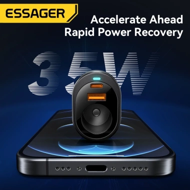 Essager L 120W - Bật lửa thuốc lá + USB & Type-C, sạc nhanh xe hơi 12-24V