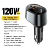 Essager L 120W - Bật lửa thuốc lá + USB & Type-C, sạc nhanh xe hơi 12-24V 9