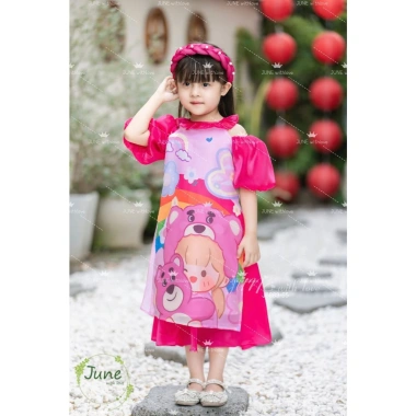 [FLASH SALE] Áo dài tết bé gái Gấu dâu Lotso 12-40kg thiết kế cao cấp 229.500 VND 2