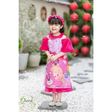 [FLASH SALE] Áo dài tết bé gái Gấu dâu Lotso 12-40kg thiết kế cao cấp 229.500 VND 5