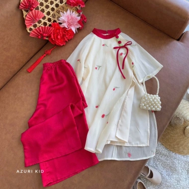 Flash Sale Áo dài Tết bé gái mẫu hoa mùa xuân 12-40kg thiết kế cao cấp giá chỉ 260.100₫ 2