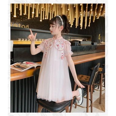 FLASH SALE Đầm công chúa sườn xám cổ trang thêu hoa bé gái size 15-40kg Tết Trung Thu 321k 8
