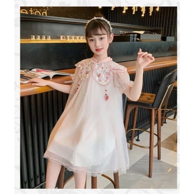 FLASH SALE Đầm công chúa sườn xám cổ trang thêu hoa bé gái size 15-40kg Tết Trung Thu 321k 9
