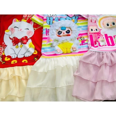 FLASH SALE Đầm suông bé gái màu cầu vồng thiết kế cao cấp, dự tiệc Tết, size 12-40kg, giá chỉ 94.350₫ 9