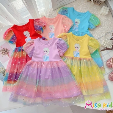 FLASH SALE Đầm voan Elsa bé gái, màu cầu vồng, thiết kế cao cấp, size 10‑40kg, giá 219.300đ 2