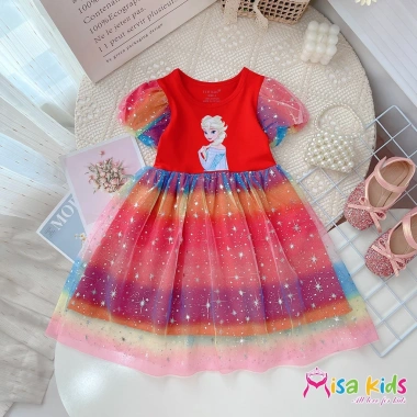 FLASH SALE Đầm voan Elsa bé gái, màu cầu vồng, thiết kế cao cấp, size 10‑40kg, giá 219.300đ 8