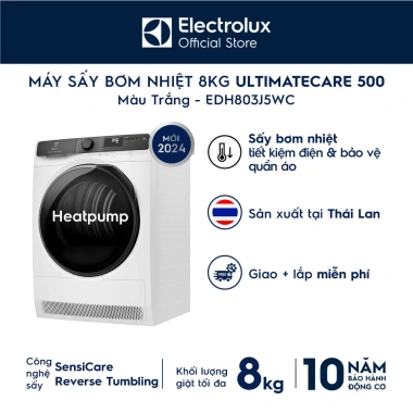 Free giao lắp Máy sấy bơm nhiệt Electrolux 8kg UltimateCare trắng Giá 18.15 triệu
