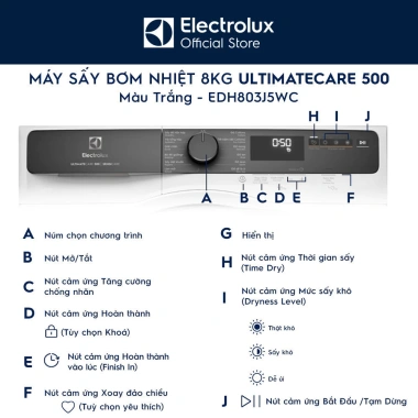 Free giao lắp Máy sấy bơm nhiệt Electrolux 8kg UltimateCare trắng Giá 18.15 triệu 3 Free giao lắp Máy sấy bơm nhiệt Electrolux 8kg UltimateCare trắng Giá 18.15 triệu 3