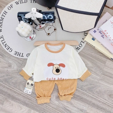 Freeship: Bộ dài tay bé thun tăm mỏng mát, họa tiết 3 màu cho bé 6‑16kg dưới 3 tuổi, chỉ 34.200₫