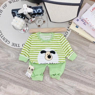 Freeship: Bộ dài tay bé thun tăm mỏng mát, họa tiết 3 màu cho bé 6‑16kg dưới 3 tuổi, chỉ 34.200₫
