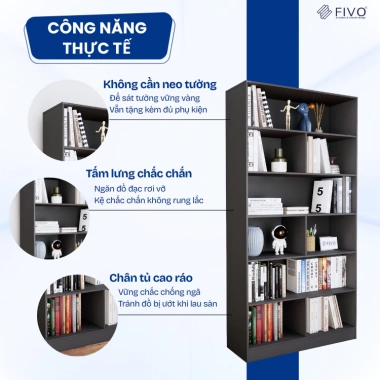 Freeship Toàn Quốc Kệ Sách Gỗ FIVO FB70 – Tấm Lưng Dày, Thiết Kế Thanh Lịch, 788.000₫ 4