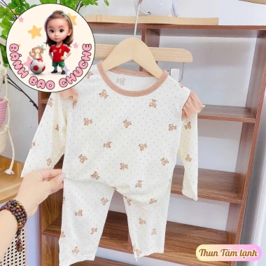 Freeship và Voucher Bộ Dài Tay Bé Gái Thun Họa Tiết Dễ Thương 6-16Kg Giá 31.200 VND 9