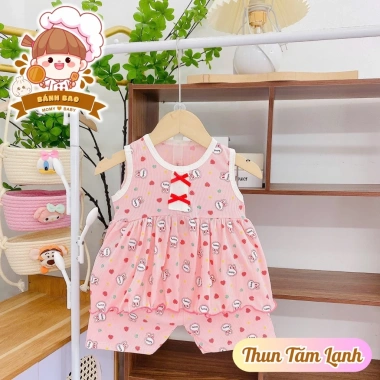 Freeship Voucher Babydoll Bé Gái Thun Tăm Lạnh Họa Tiết Cute Thoáng Mát 6-16Kg