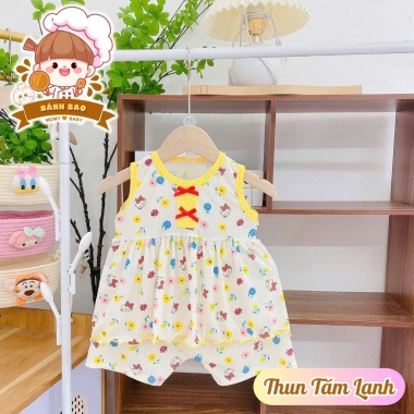 Freeship Voucher Babydoll Bé Gái Thun Tăm Lạnh Họa Tiết Cute Thoáng Mát 6-16Kg