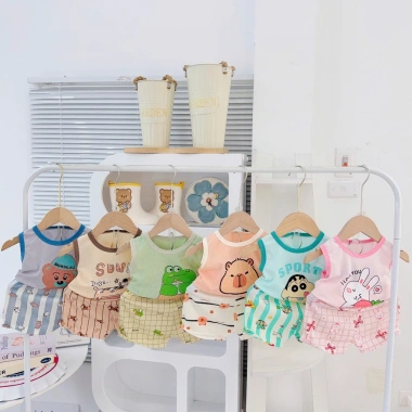 Freeship + Voucher Bộ Ba Lỗ Thun Tăm Lạnh Thoáng Mát Họa Tiết Cute cho Bé 6-16Kg 23.200₫
