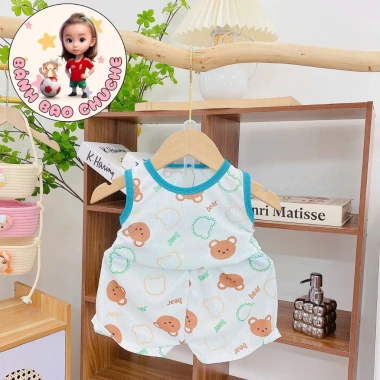 Freeship + Voucher Bộ Ba Lỗ Thun Tăm Lạnh Thoáng Mát Họa Tiết Cute cho Bé 6-16Kg 23.200₫