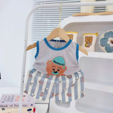 Freeship + Voucher Bộ Ba Lỗ Thun Tăm Lạnh Thoáng Mát Họa Tiết Cute cho Bé 6-16Kg 23.200₫
