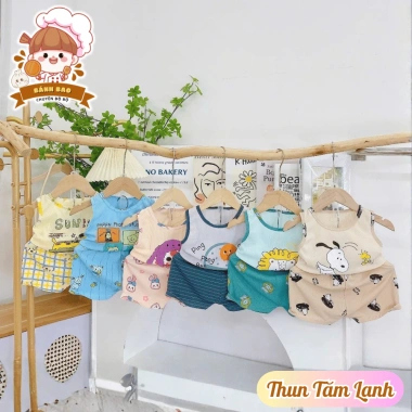 Freeship Voucher Bộ Ba Lỗ Thun Tăm Lạnh Trắng Họa Tiết Mùa Hè Cho Bé 6-17kg 29.000 2