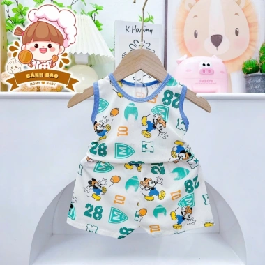 Freeship Voucher Bộ Ba Lỗ Thun Tăm Lạnh Trắng Họa Tiết Mùa Hè Cho Bé 6-17kg 29.000 4