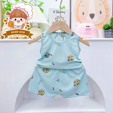 Freeship Voucher Bộ Ba Lỗ Thun Tăm Lạnh Trắng Họa Tiết Mùa Hè Cho Bé 6-17kg 29.000 5