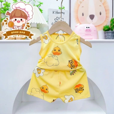 Freeship Voucher Bộ Ba Lỗ Thun Tăm Lạnh Trắng Họa Tiết Mùa Hè Cho Bé 6-17kg 29.000 6