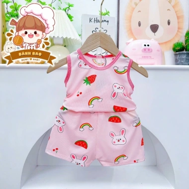 Freeship Voucher Bộ Ba Lỗ Thun Tăm Lạnh Trắng Họa Tiết Mùa Hè Cho Bé 6-17kg 29.000 8