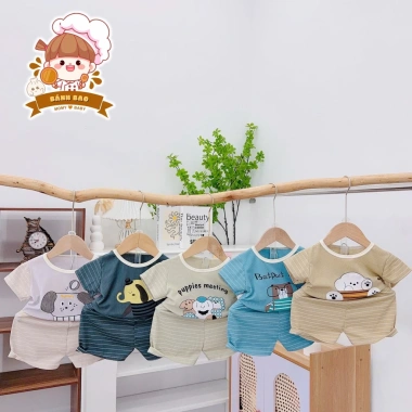 Freeship Voucher Bộ Cộc Tay Thun Tăm Lạnh Mini Họa Tiết Cho Bé 6-16kg Dưới 3 Tuổi 2
