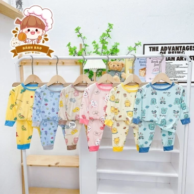 Freeship + Voucher Bộ Dài Tay Bé Thun Lạnh Hoa Tiết Mini 6-16Kg Thu Đông Dưới 3 tuổi 2