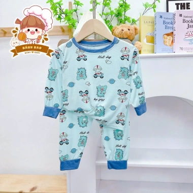 Freeship + Voucher Bộ Dài Tay Bé Thun Lạnh Hoa Tiết Mini 6-16Kg Thu Đông Dưới 3 tuổi 6