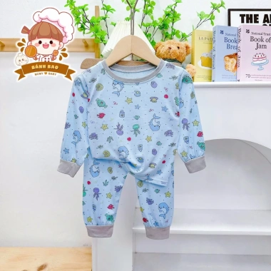 Freeship + Voucher Bộ Dài Tay Bé Thun Lạnh Hoa Tiết Mini 6-16Kg Thu Đông Dưới 3 tuổi 8