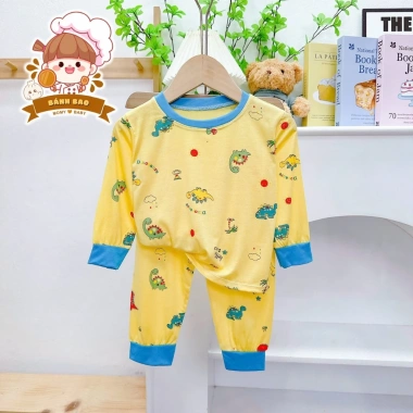 Freeship + Voucher Bộ Dài Tay Bé Thun Lạnh Hoa Tiết Mini 6-16Kg Thu Đông Dưới 3 tuổi 9