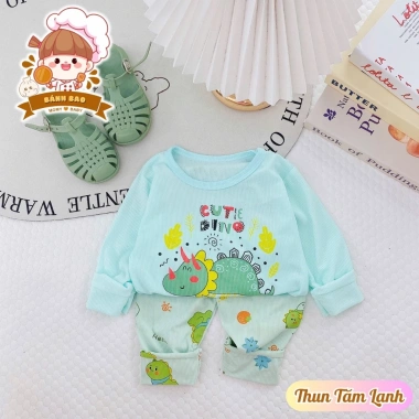 Freeship Voucher - Bộ Dài Tay Bé Thun Tăm Lạnh Trơn, Cổ Nút, Thoáng Mát 6-16kg - 37.750₫ 6