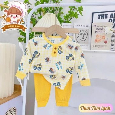 Freeship + Voucher Bộ Dài Tay Bé Trai Bé Gái Thun Tăm Lạnh Siêu Thoáng Mát Họa Tiết Hoạt Hình 6-16Kg Giá 29.200₫ 10