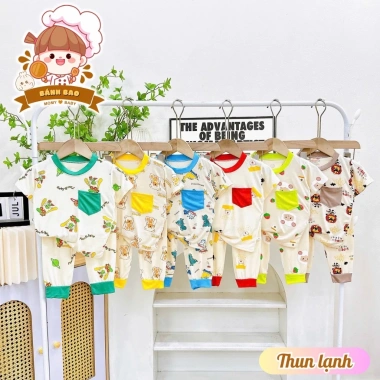 Freeship Voucher Bộ Dài Tay Bé Trai Gái Thun Lạnh Họa Tiết Noel Đáng Iu Siêu Thoáng Mát 6-16kg Giá 33.200₫ 2