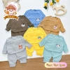 Freeship + Voucher - Bộ Dài Tay Thun Trơn Cổ Nút Bé 6-16Kg, Thoáng Mát, Giá 31.200₫ 2