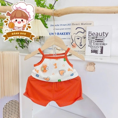 Freeship Voucher Bộ Dây Thun Tăm Lạnh Cute Thoáng Mát Bé Gái 4-15Kg Giá 23.200 VND