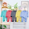 Freeship + Voucher Bộ Đồ Dài Tay Thun Lạnh Sọc In Hình Con Vật Dễ Thương 6-16kg Trẻ Dưới 3 Tuổi Giá 41.200 VND 2