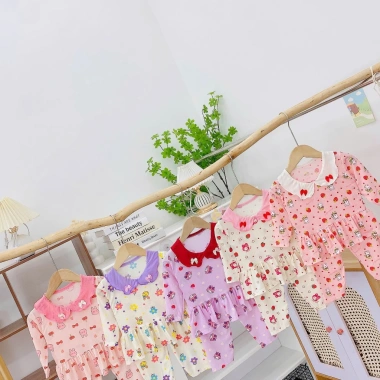 Freeship Voucher Bộ Đồ Dài Tay Thun Tăm Lạnh Họa Tiết Dễ Thương 6-16Kg Giá 28.200đ