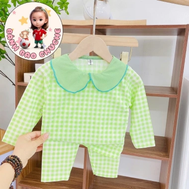 Freeship Voucher Bộ Đồ Dài Tay Thun Tăm Lạnh Họa Tiết Dễ Thương 6-16Kg Giá 28.200đ