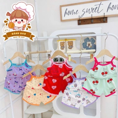 Freeship & Voucher: Bộ Đồ Hai Dây Thun Lạnh Mềm Mịn Bé Gái 6‑15kg, Thoải Mái Thoáng Mát, 29.200đ 3
