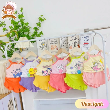 Freeship & Voucher: Bộ Đồ Hai Dây Thun Lạnh Mềm Mịn Bé Gái 6‑15kg, Thoải Mái Thoáng Mát, 29.200đ 4