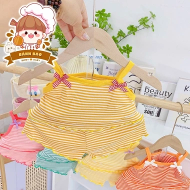 Freeship & Voucher: Bộ Đồ Hai Dây Thun Lạnh Mềm Mịn Bé Gái 6‑15kg, Thoải Mái Thoáng Mát, 29.200đ 6