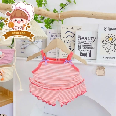 Freeship & Voucher: Bộ Đồ Hai Dây Thun Lạnh Mềm Mịn Bé Gái 6‑15kg, Thoải Mái Thoáng Mát, 29.200đ 8