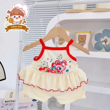 Freeship Voucher Bộ Hai Dây Thun Lạnh In Nhiệt Cute Siêu Thoáng Mát Bé Gái 4-15Kg