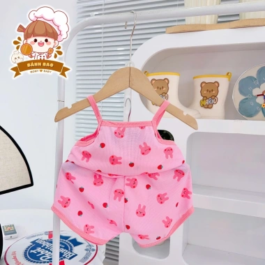 Freeship Voucher Bộ Hai Dây Thun Tăm Lạnh Cute Thoáng Mát Bé Gái 4-15Kg Giá 22.200 9