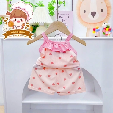 Freeship + Voucher Bộ Hai Dây Thun Tăm Lạnh Mỏng Mát Dễ Thương Cho Bé Gái 6-17kg Thoải Mái, Thoáng Mát