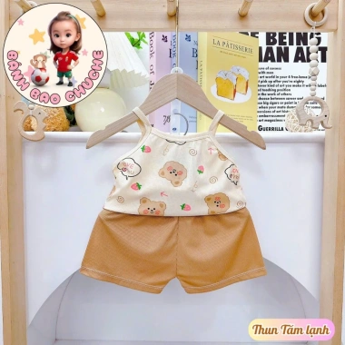 Freeship Voucher Bộ Hai Dây Vải Thun Tăm Lạnh 6-17kg Cho Bé Gái Thoải Mái, Thoáng Mát, Giá 23.200₫ 6