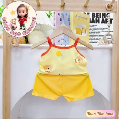 Freeship Voucher Bộ Hai Dây Vải Thun Tăm Lạnh 6-17kg Cho Bé Gái Thoải Mái, Thoáng Mát, Giá 23.200₫ 7