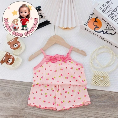 Freeship Voucher Bộ Hai Dây Vải Thun Tăm Lạnh 6-17kg Cho Bé Gái Thoải Mái, Thoáng Mát, Giá 23.200₫ 9